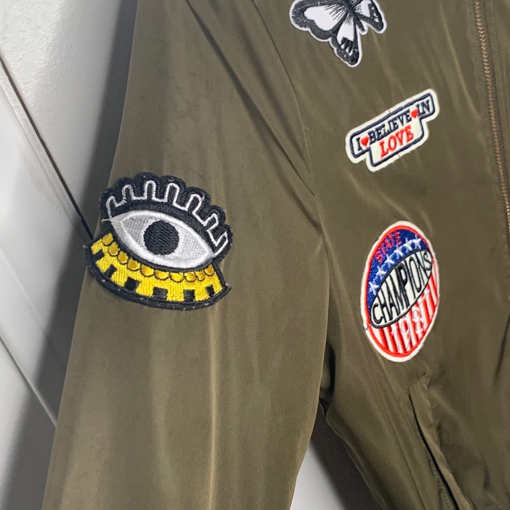 Green patched jacket